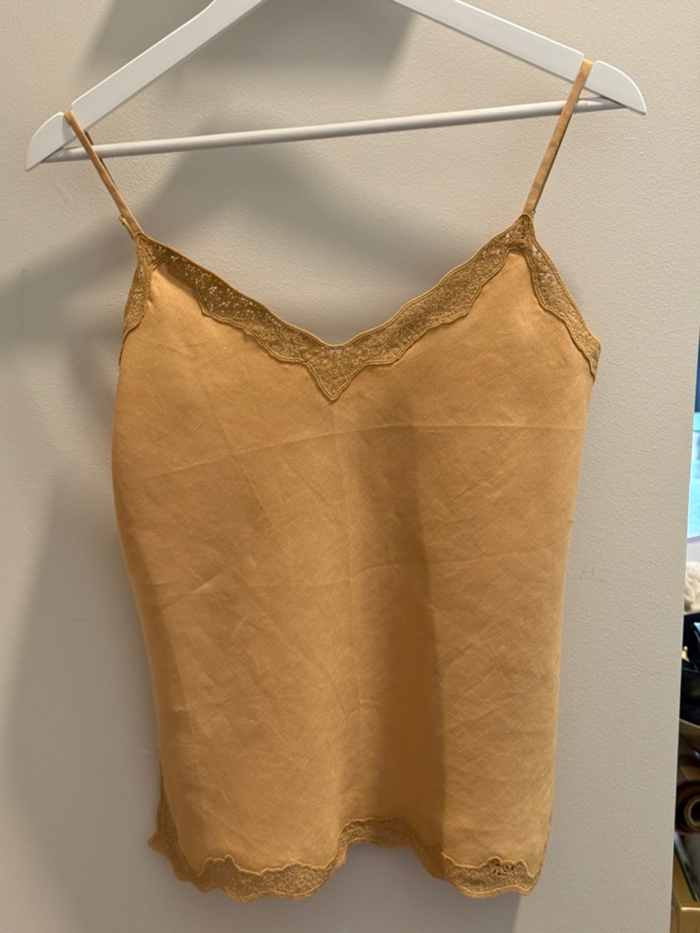 Loro Piana Lace-Trim Tank in Camel